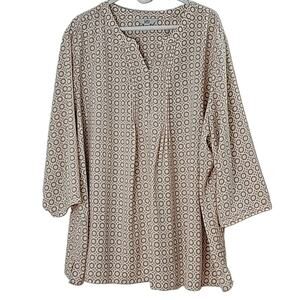 Womens Plus Sz 4X Geometric Pleated Fairy Casual Tunic Top